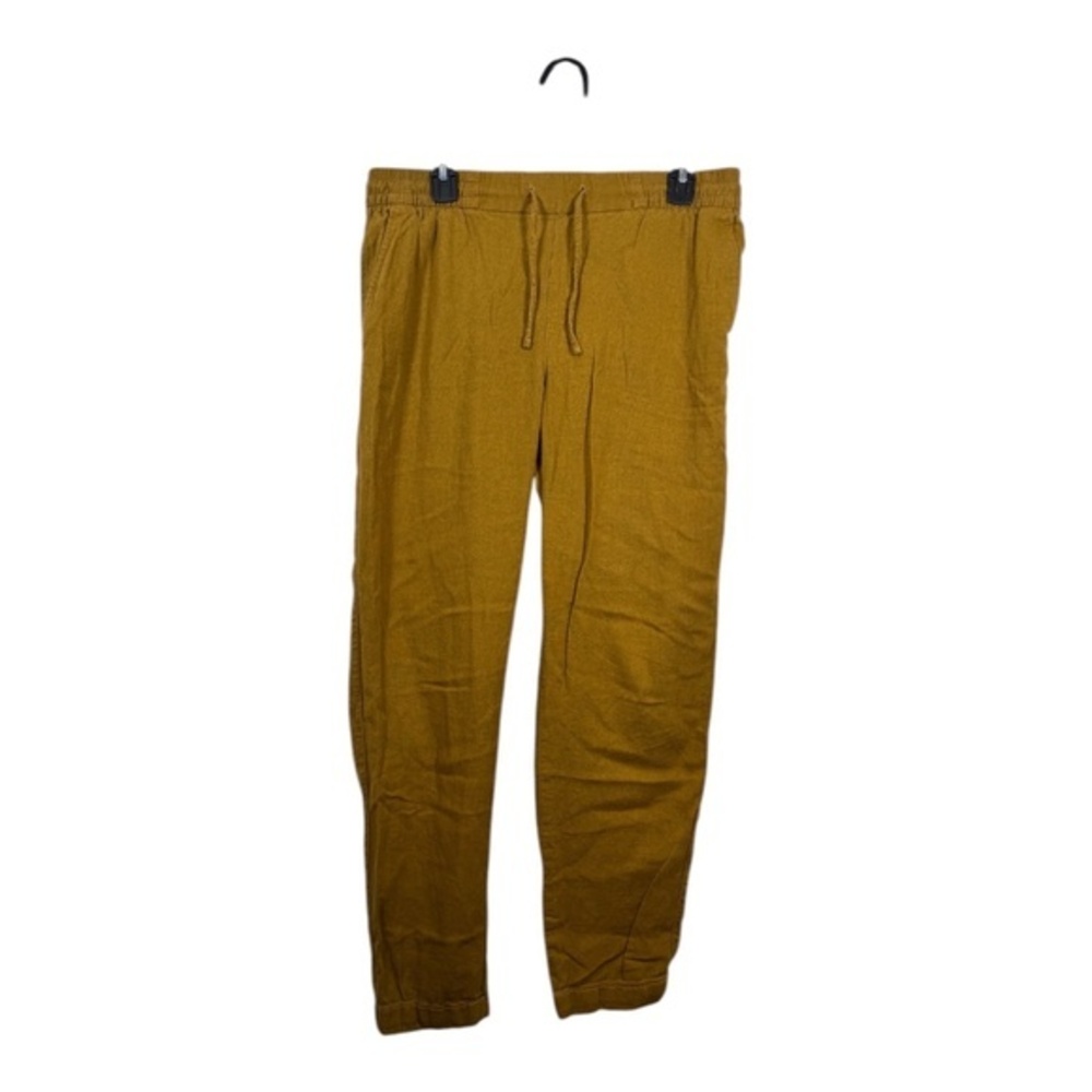 Old Navy Crop Pants Womens Size Medium Tall Linen Blend Mustard Boho Chic Preppy
